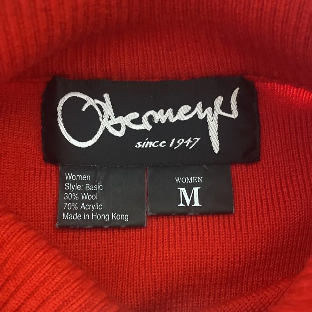 Obermeyer vintage ski sweater red women’s size M mock neck 1/4 zip - Picture 3 of 10